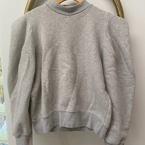 Agolde Anika Gray Geometric Folded Shoulder Pullover Sweatshirt USA Size S - Picture 3 of 10
